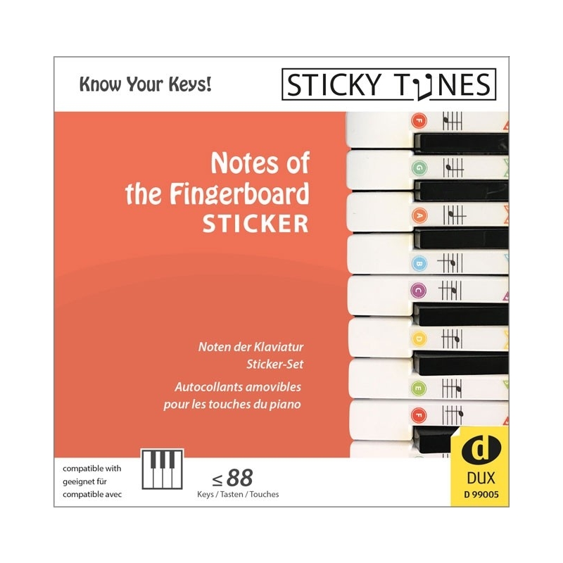 Sticky Tunes - Notes of the Fingerboard - Tastatur Aufkleber für Klavier und Keyboard