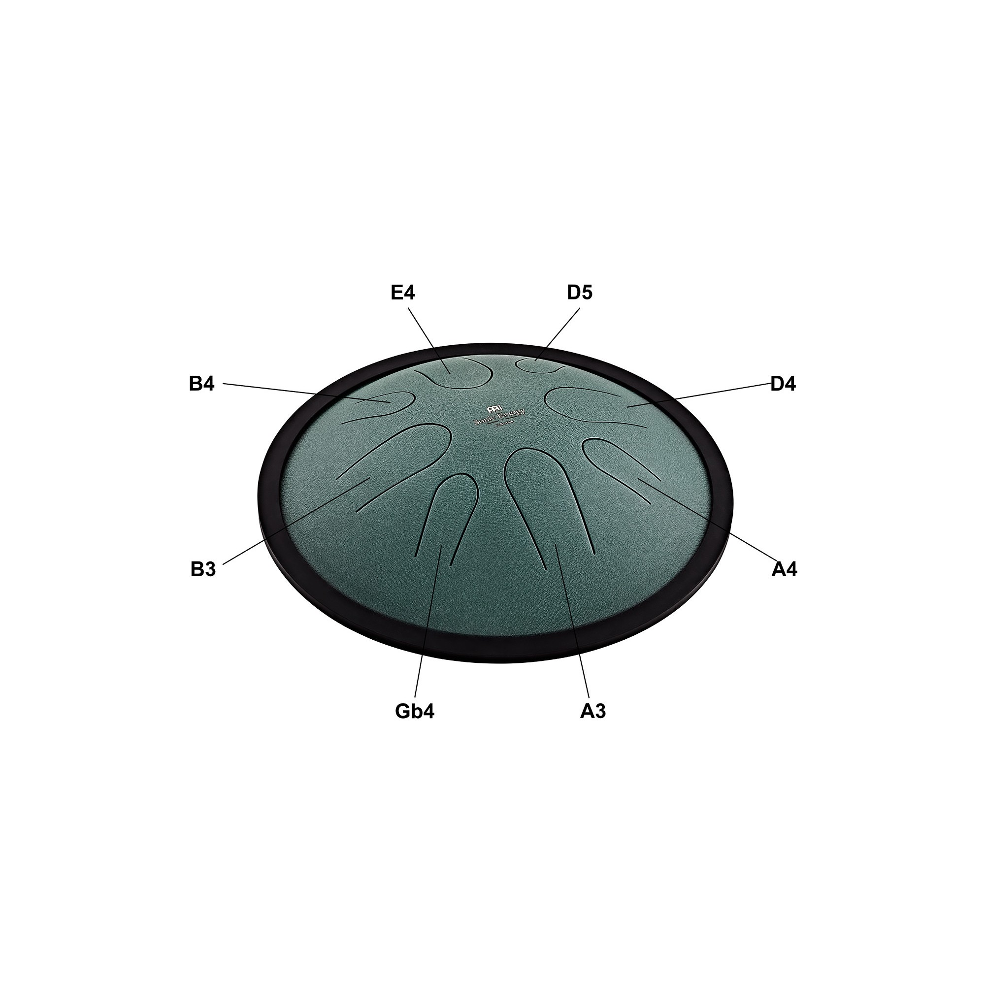 MEINL Sonic Energy 10" Compact Steel Tongue Drum, H Moll, 8 Töne, 432 Hz, Dunkelgrün