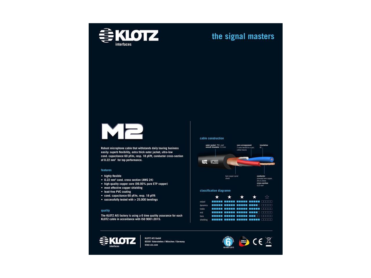 Klotz M2 High End Mikrofonkabel 10m
