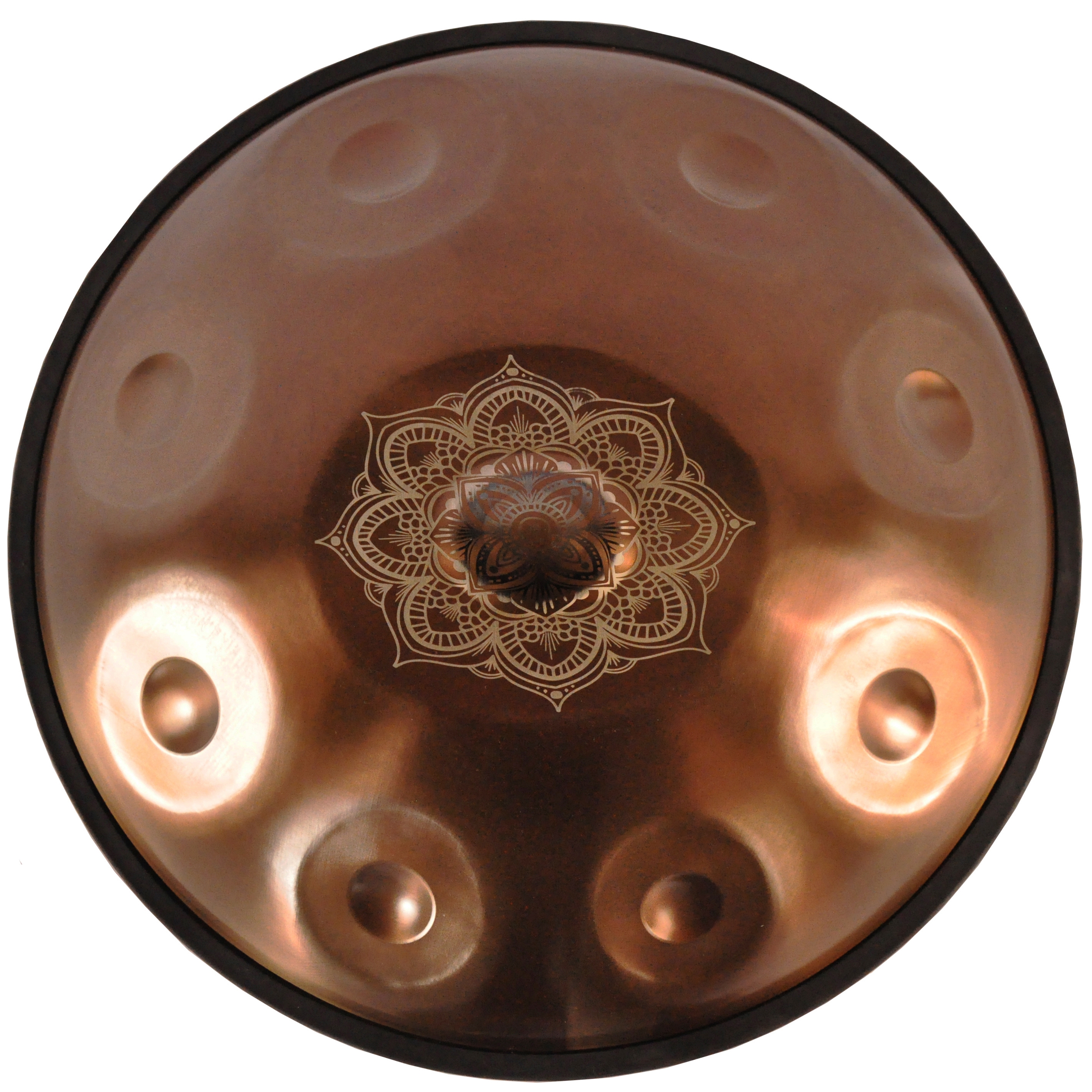 Ugur Handpan D-Celtic Minor, Bronzefarben mit Gravur, inklusive Tasche