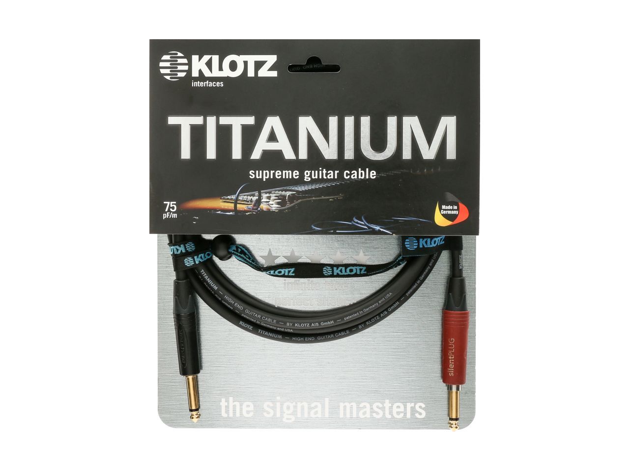 Klotz Titanium Supreme Gitarrenkabel mit Silent Plug gerade 3m