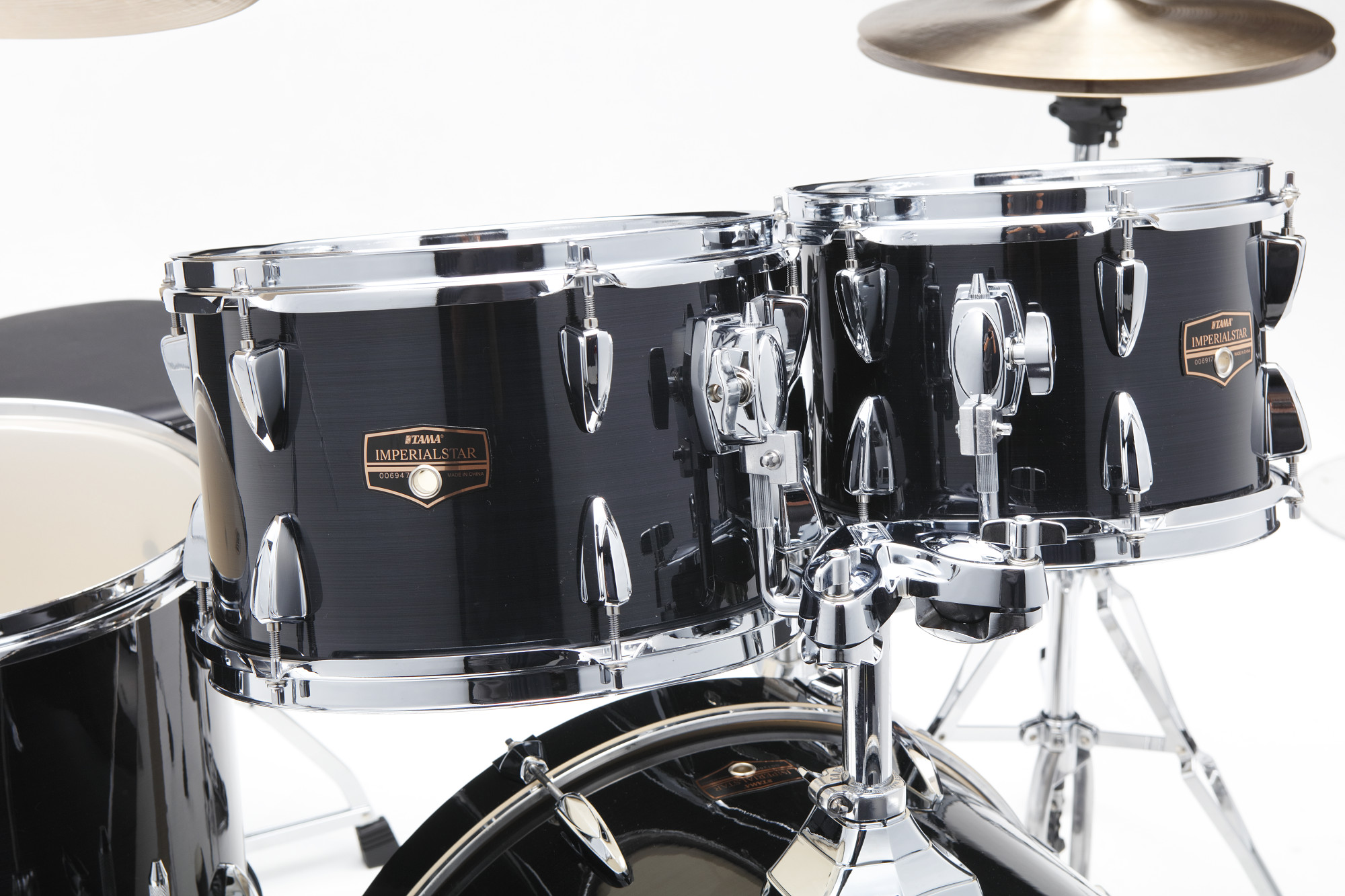 TAMA Imperialstar Drum Set 20" 5 teilig - Hairline Black + Becken, Hardware + Hocker