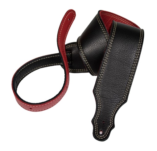 Franklin Guitar Strap Black/Red Reversible Leather